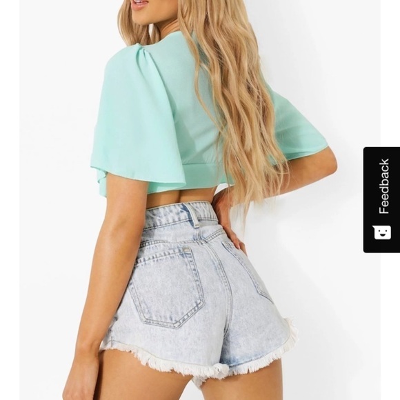 Barbie Pink Angel Sleeve Tie Front Crop Top Size 8 Y2K - Picture 7 of 9